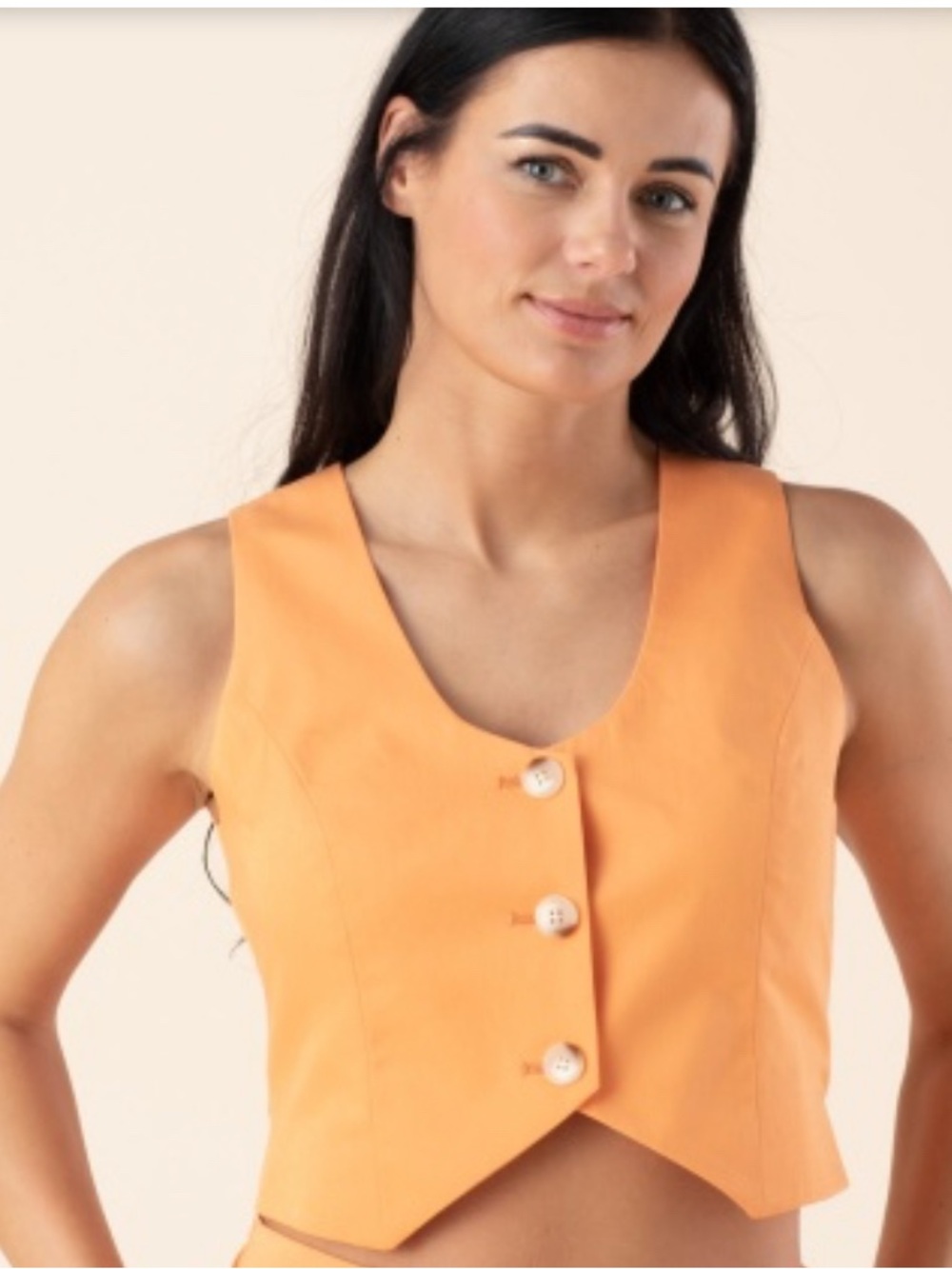 Women's Orange Button-Front Camisole Vest